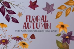 Floral Autumn|17 PNG Watercolor Floral Fall Color Elements Product Image 1