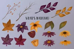 Floral Autumn|17 PNG Watercolor Floral Fall Color Elements Product Image 2