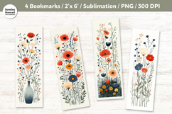Whimsical Floral Bookmark , Printable Crafts, 4 PNG Product Image 1