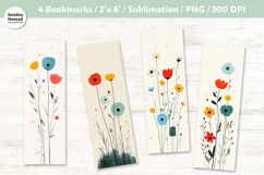 Whimsical Floral Bookmark , Printable Crafts, 4 PNG Product Image 1