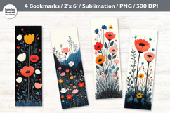 Whimsical Floral Bookmark , Printable Crafts, 4 PNG Product Image 1