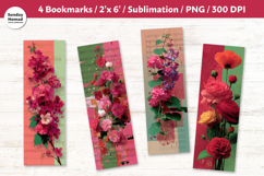 Modern Romantic Floral Bookmark , Printable Crafts, 4 PNG Product Image 1
