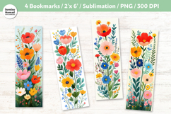 Whimsical Floral Bookmark , Printable Crafts, 4 PNG Product Image 1