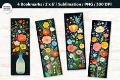 Whimsical Floral Bookmark , Printable Crafts, 4 PNG Product Image 1