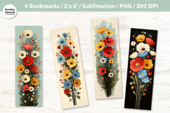 Whimsical Floral Bookmark , Printable Crafts, 4 PNG Product Image 1
