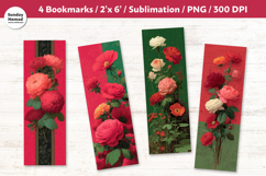 Modern Romantic Floral Bookmark , Printable Crafts, 4 PNG Product Image 1