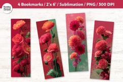 Modern Romantic Floral Bookmark , Printable Crafts, 4 PNG Product Image 1