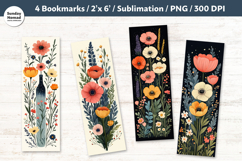 Whimsical Floral Bookmark , Printable Crafts, 4 PNG Product Image 1