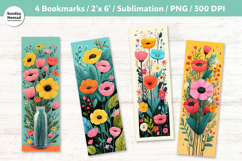 Whimsical Floral Bookmark , Printable Crafts, 4 PNG Product Image 1