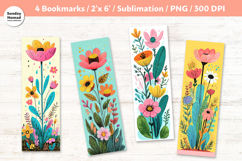 Whimsical Floral Bookmark , Printable Crafts, 4 PNG Product Image 1