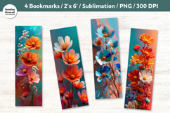 Floral Bookmark , Printable Crafts, 4 PNG Product Image 1