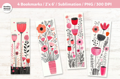 Whimsical Floral Bookmark , Printable Crafts, 4 PNG Product Image 1