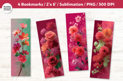 Modern Romantic Floral Bookmark , Printable Crafts, 4 PNG Product Image 1