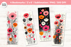 Whimsical Floral Bookmark , Printable Crafts, 4 PNG Product Image 1