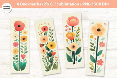 Whimsical Floral Bookmark , Printable Crafts, 4 PNG Product Image 1