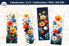 Whimsical Floral Bookmark , Printable Crafts, 4 PNG Product Image 1