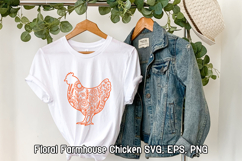 Floral Chicken SVG Design | Farmhouse Chicken SVG Product Image 1