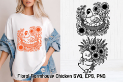 Floral Chicken SVG Design | Farmhouse Chicken SVG Product Image 2