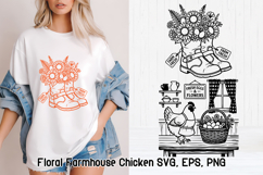 Floral Chicken SVG Design | Farmhouse Chicken SVG Product Image 1