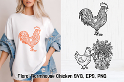 Floral Chicken SVG Design | Farmhouse Chicken SVG Product Image 1