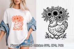 Floral Chicken SVG Design | Farmhouse Chicken SVG Product Image 1