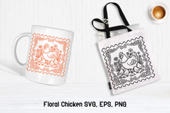 Floral Chicken SVG Design | Farmhouse Chicken SVG Product Image 1