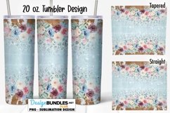 Floral Leopard Cowhide Tan 20 oz Tumbler Sublimation Wrap Product Image 1