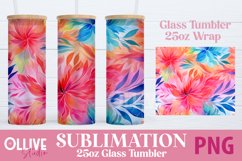 Floral 25oz Glass Tumbler Wrap Sublimation PNG Product Image 1