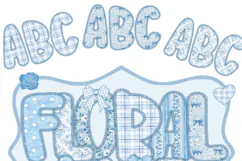 Lace Floral Alphabet PNG, Preppy Blue Toile letters Product Image 7