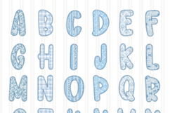 Lace Floral Alphabet PNG bundle, Preppy Blue Toile letters Product Image 3