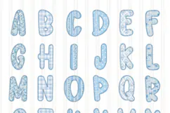 Lace Floral Alphabet PNG, Preppy Blue Toile letters Product Image 3