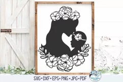 Mom and Newborn Baby Girl with Flowers on Wood Sign
