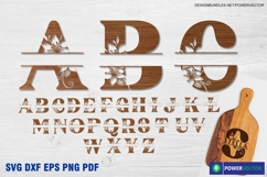 Floral Split Monogram Letters, Alphabet letters SVG Cut File Product Image 1