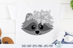 Raccoon with Flowers SVG | Floral Animal SVG Product Image 1