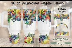 40 oz Sublimation Tumbler Design | Floral Rose Skull Design Product Image 1