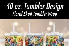 40 oz Sublimation Tumbler Design | Floral Rose Skull Design Product Image 2