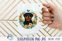 Rottweiler Dog with Flowers | Pet Sublimation PNG JPG Product Image 2
