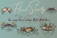 Floral Serenity | 10 PNG hand drawn floral illustrations Product Image 1