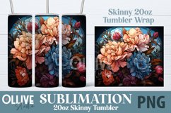 Flowers Stained Glass 20oz Tumbler Wrap PNG Product Image 1