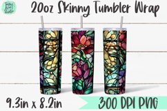 20oz Tumbler Wrap | A Floral Stained Glass Tumbler Wrap PNG Product Image 1