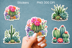 Cactus flower stickers printable | Succulent stickers PNG Product Image 1
