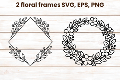 Floral frame SVG design | Flower summer frame clipart Product Image 1