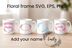 Floral frame SVG design | Add your name flower frame SVG Product Image 1