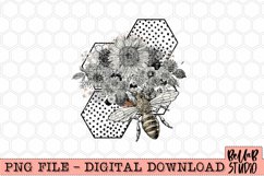 Vintage Floral Honey Bee PNG Design Product Image 2