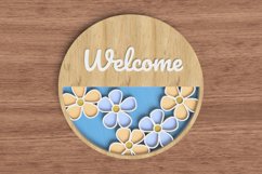 Spring Laser Cut File - Layered Floral Welcome Sign Product Image 1