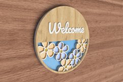 Spring Laser Cut File - Layered Floral Welcome Sign Product Image 2