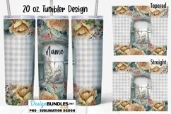 Floral Leopard Window Frame 20 oz Tumbler Sublimation Wrap Product Image 1