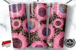 Pink Sunflower leopard cowhide 20oz skinny tumbler png Product Image 1