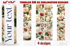 Floral tumbler 20 oz tumbler wrap add name Hydrangea flowers Product Image 1