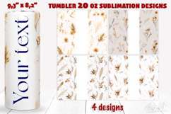 Floral tumbler 20 oz tumbler wrap add name Beige flowers Product Image 1